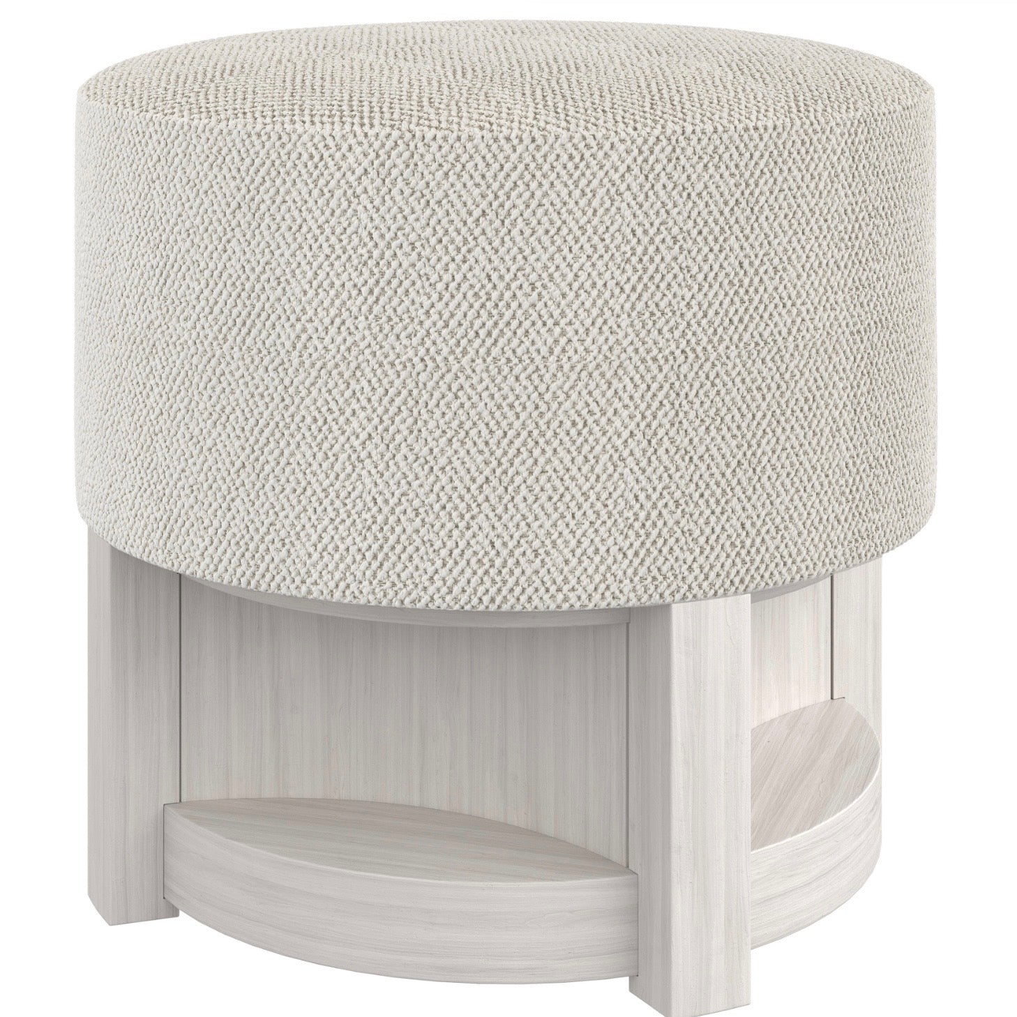 Bernhardt Stratum Collection Upholstered Round Bench ~ Mist Finish