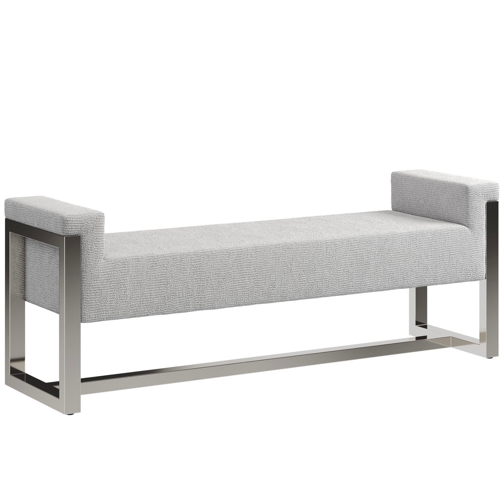 Bernhardt Stratum Collection Upholstered Bench with Polished Nickel Frame Steel - Image 2