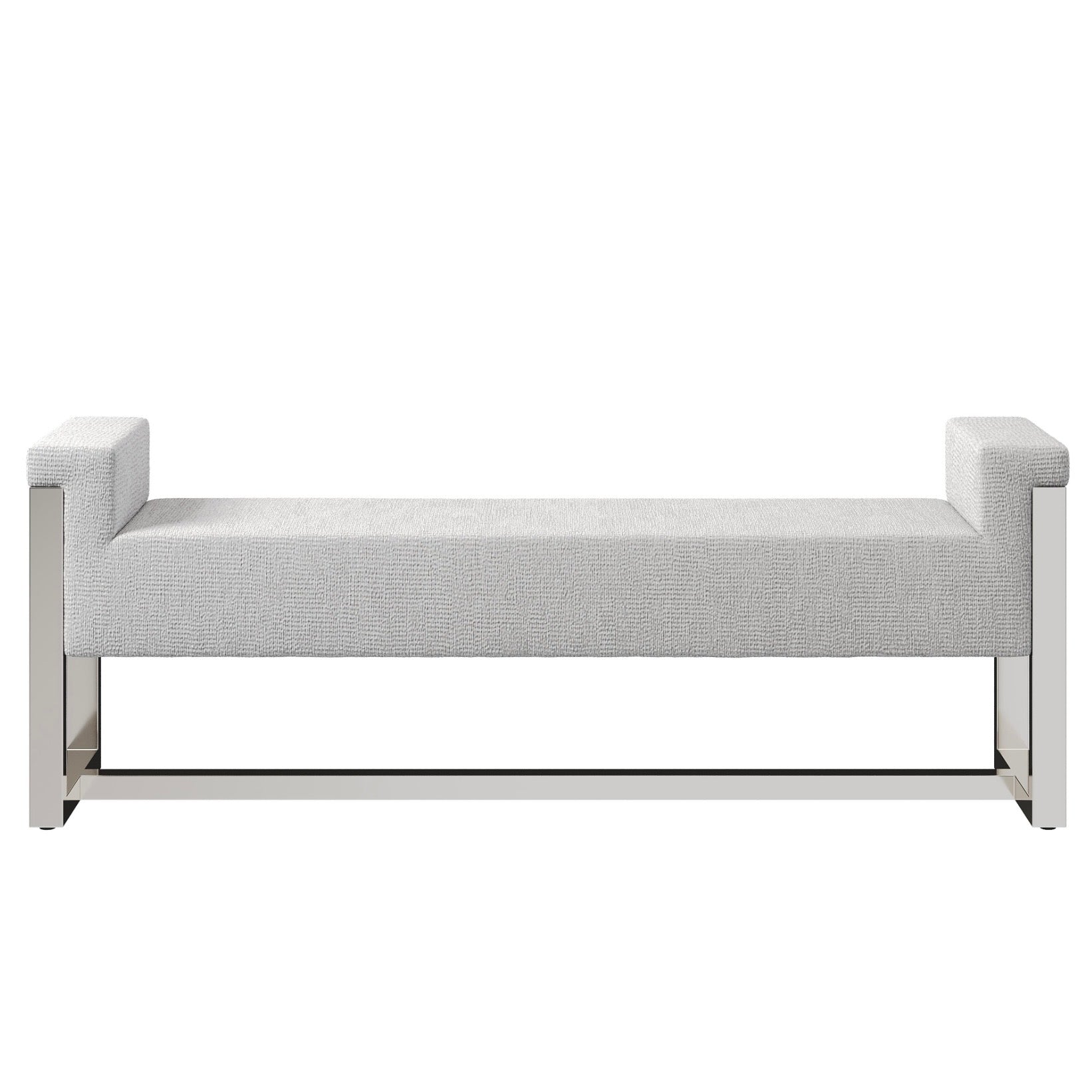 Bernhardt Stratum Collection Upholstered Bench with Polished Nickel Frame Steel - Image 3