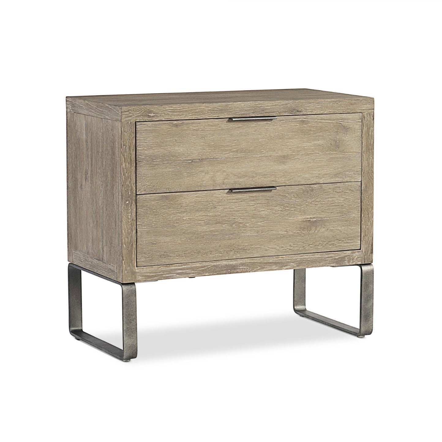 Bernhardt Tribeca Collection Two Drawer Nightstand With Steel Legs ~ Aurum Finish - Image 2