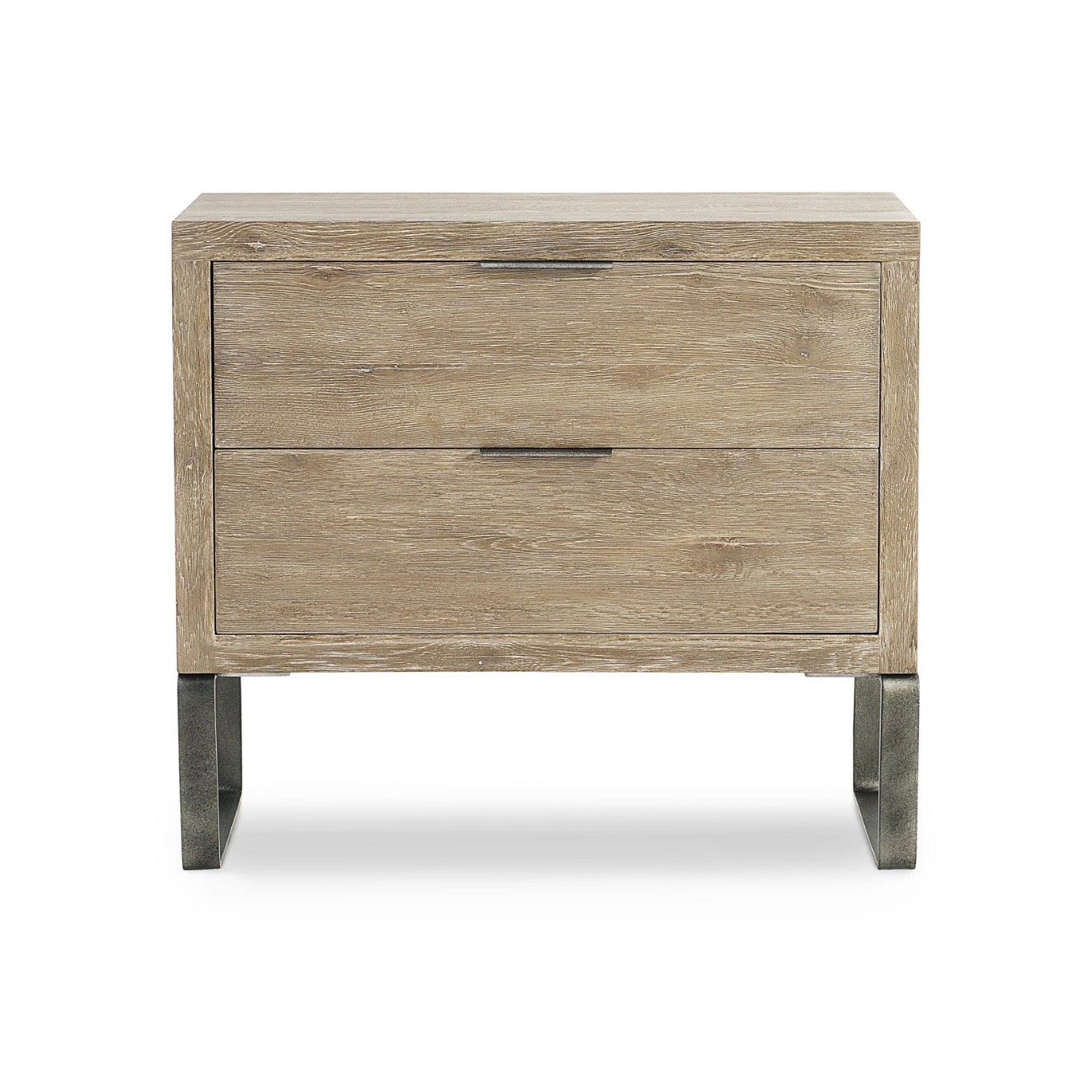 Bernhardt Tribeca Collection Two Drawer Nightstand With Steel Legs ~ Aurum Finish - Image 3