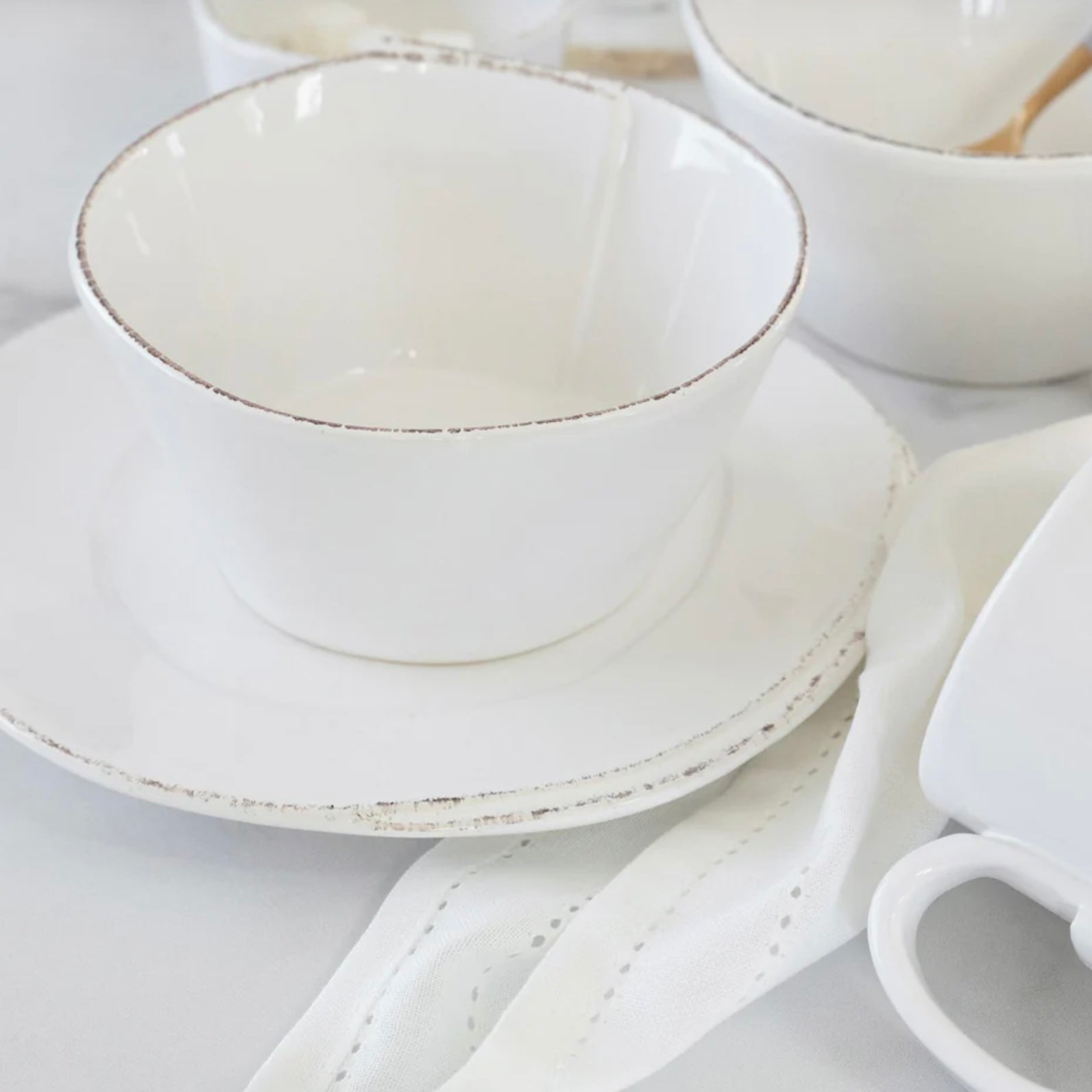 Vietri Lastra White Stacking Cereal Bowl ~ Handcrafted Italian Stoneware - Image 1