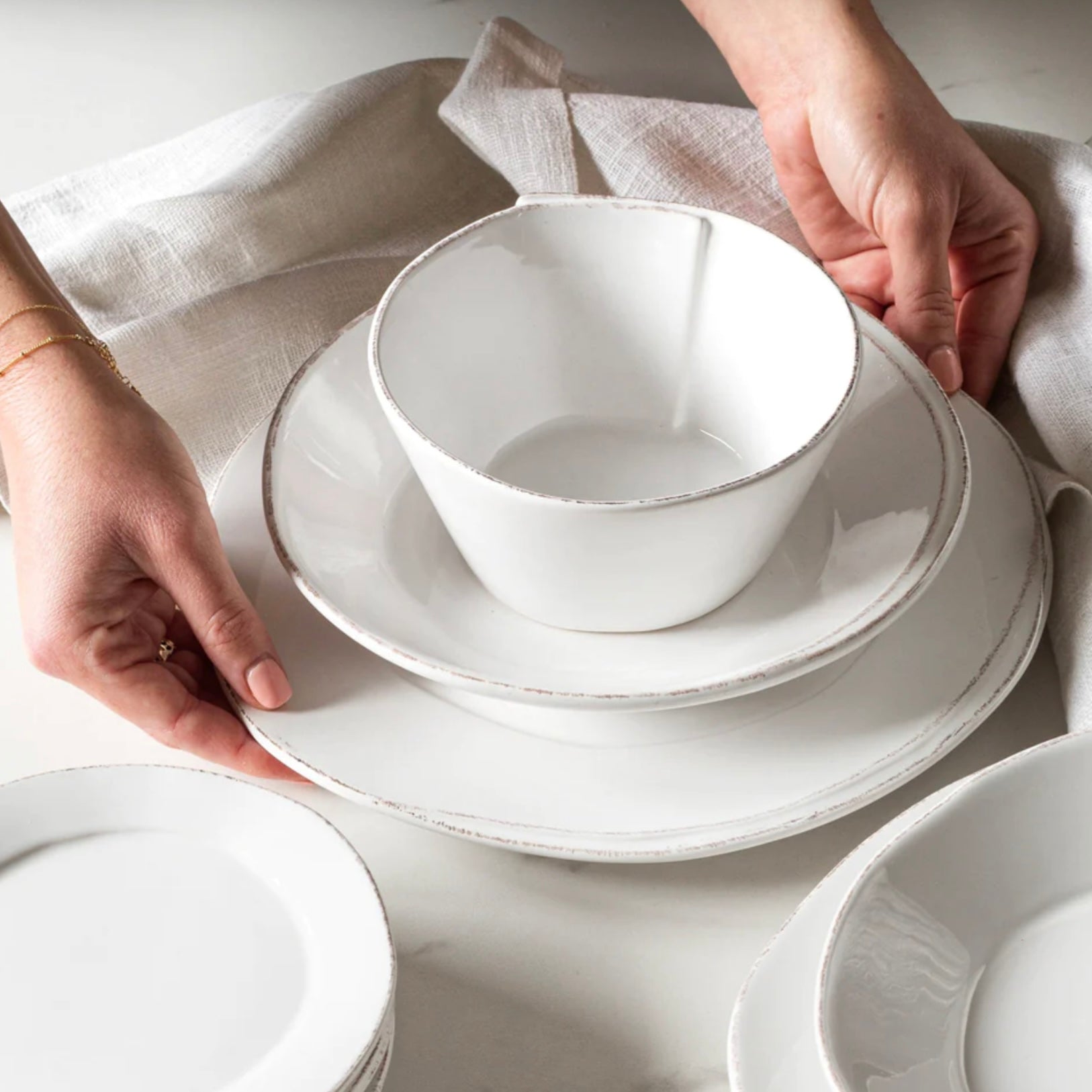 Vietri Lastra White Stacking Cereal Bowl ~ Handcrafted Italian Stoneware - Image 3