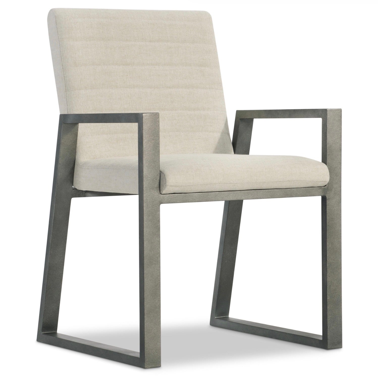 Bernhardt Tribeca Collection Upholstered Dining Armchair with Textured Aluminum Frame - Image 3