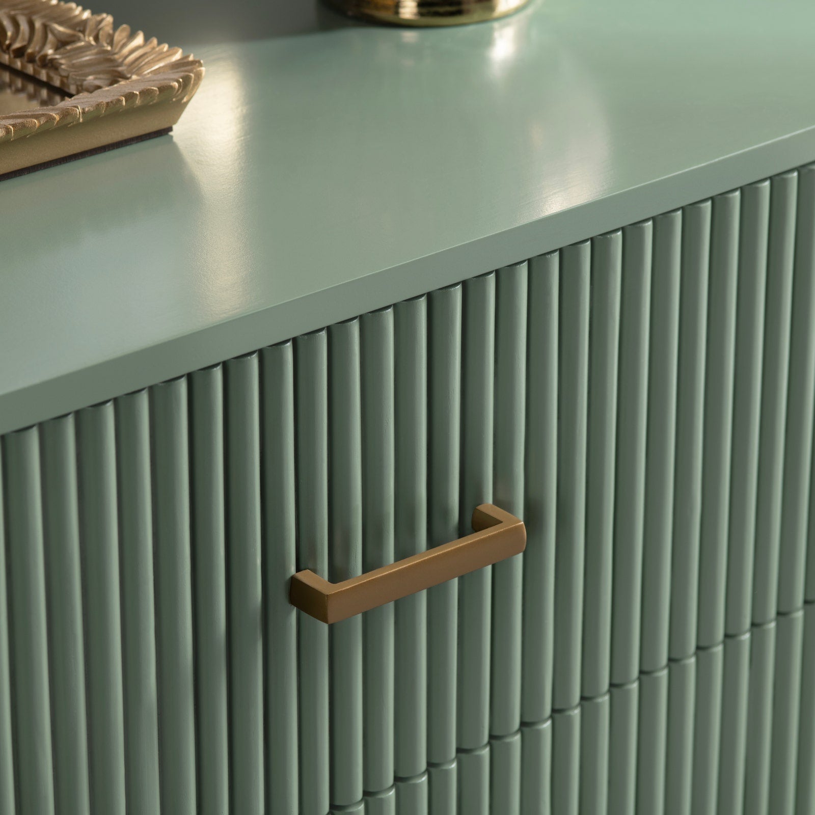 Crestview Collection Astoria Green Fluted Three Drawer Chest - Image 3