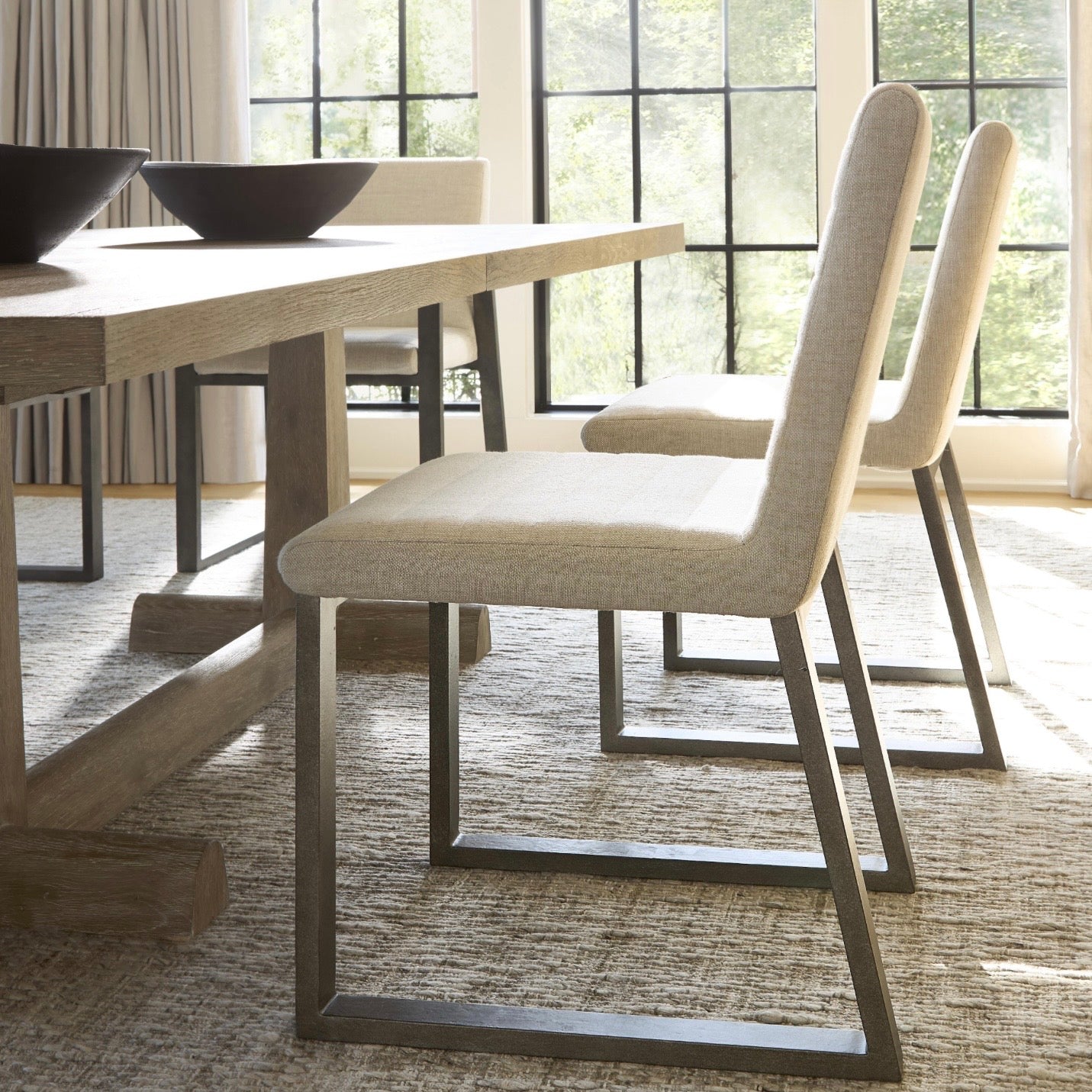 Bernhardt Tribeca Collection Side Chair With Aluminum Textured Base - Image 1