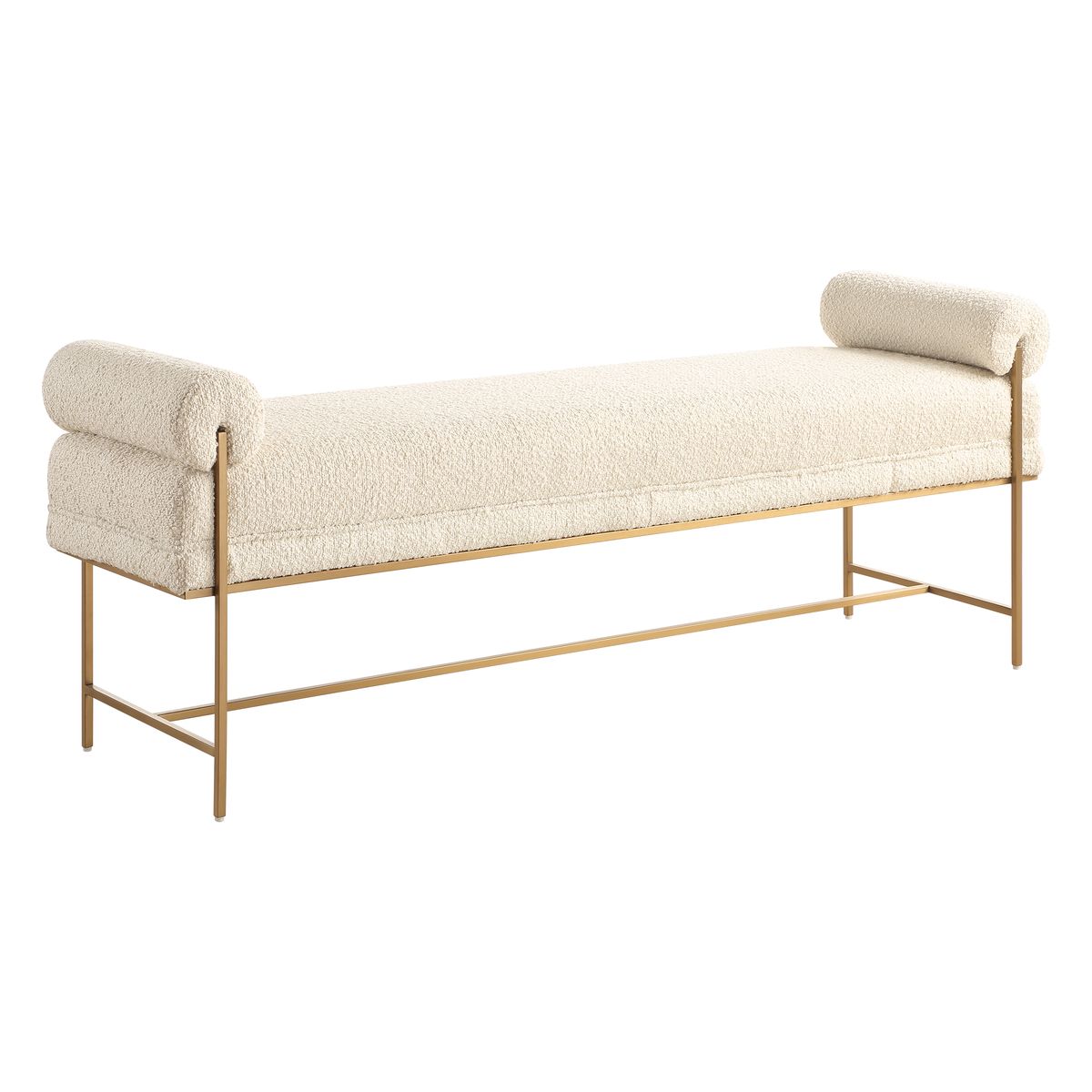 Uttermost Bolster Pearl White Textured Boucle Bench - Image 3