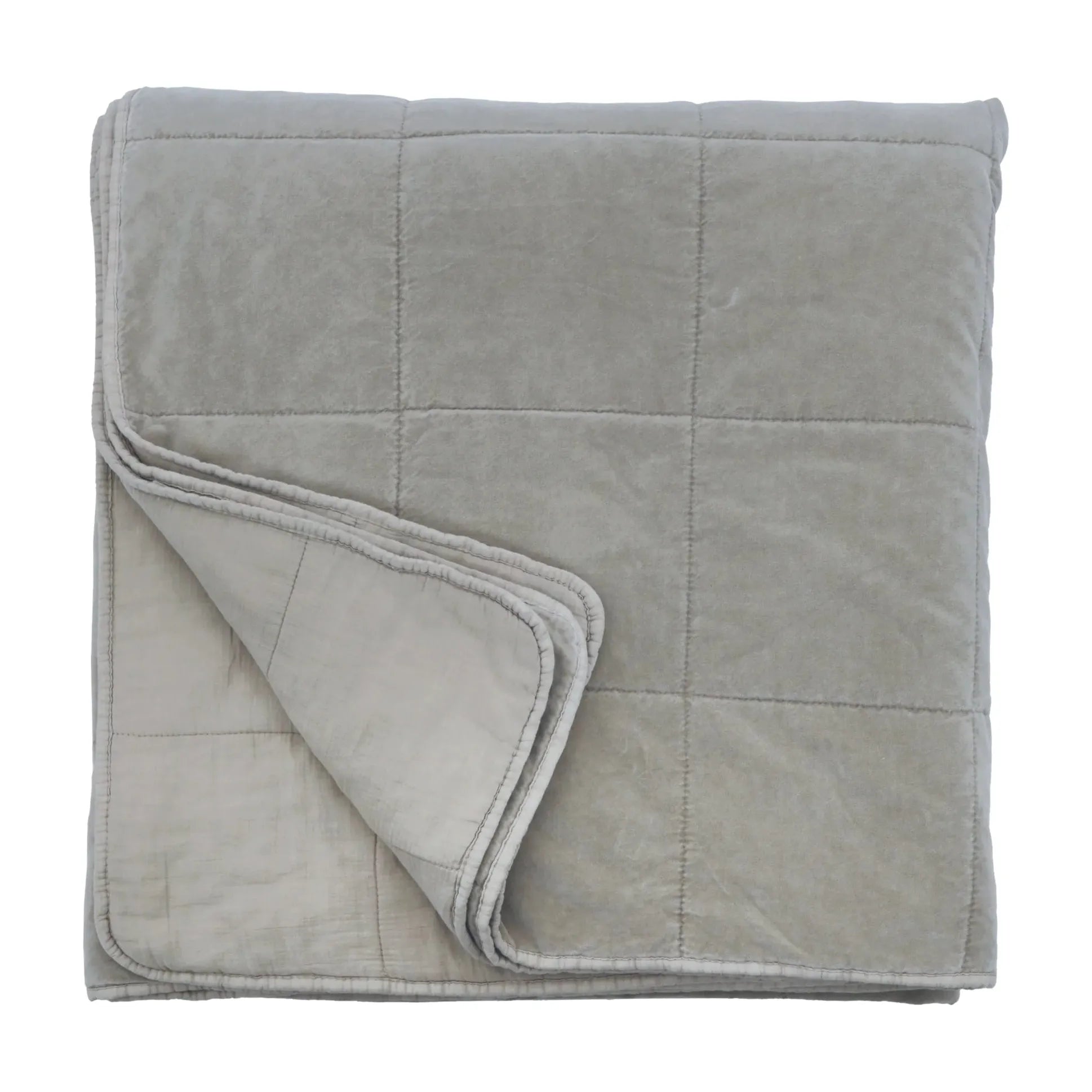 Pom Pom at Home Amsterdam Shore Blue Cotton Velvet Oversized Throw Blanket - Image 1