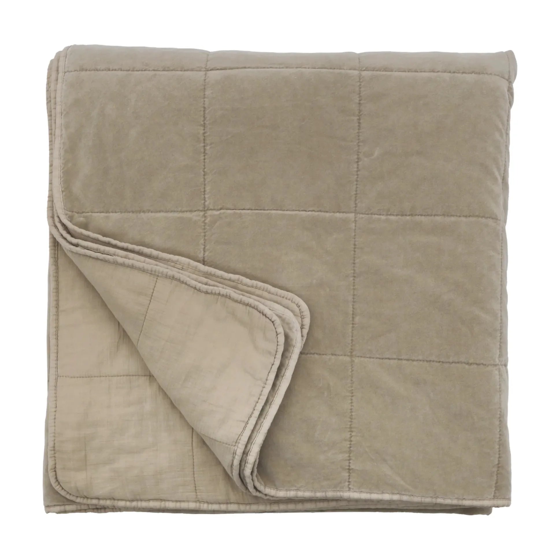Pom Pom at Home Amsterdam Taupe Cotton Velvet Oversized Throw Blanket ~ 70” x 90” - Image 1