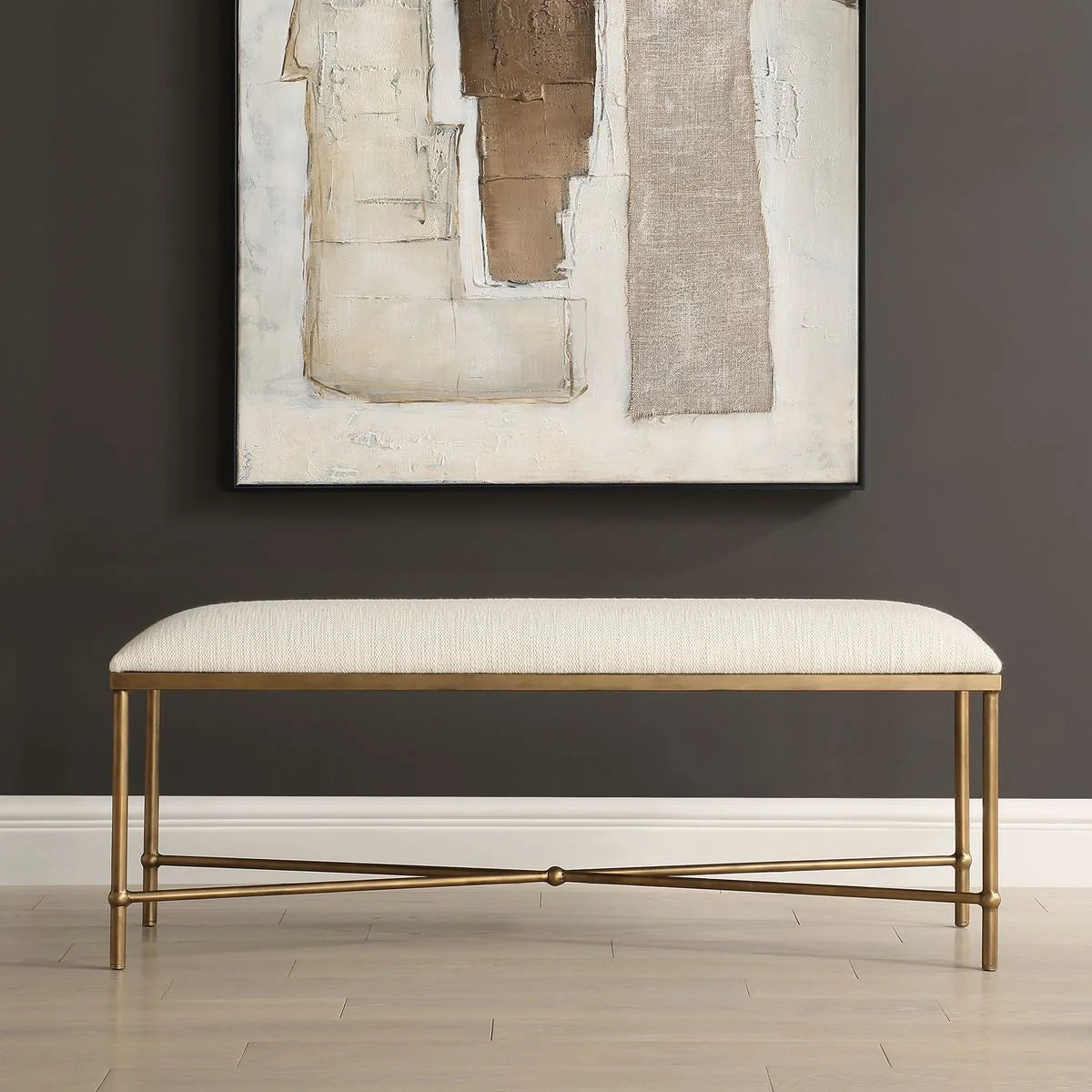 Uttermost Avenham Modern Gold Bench - Image 2