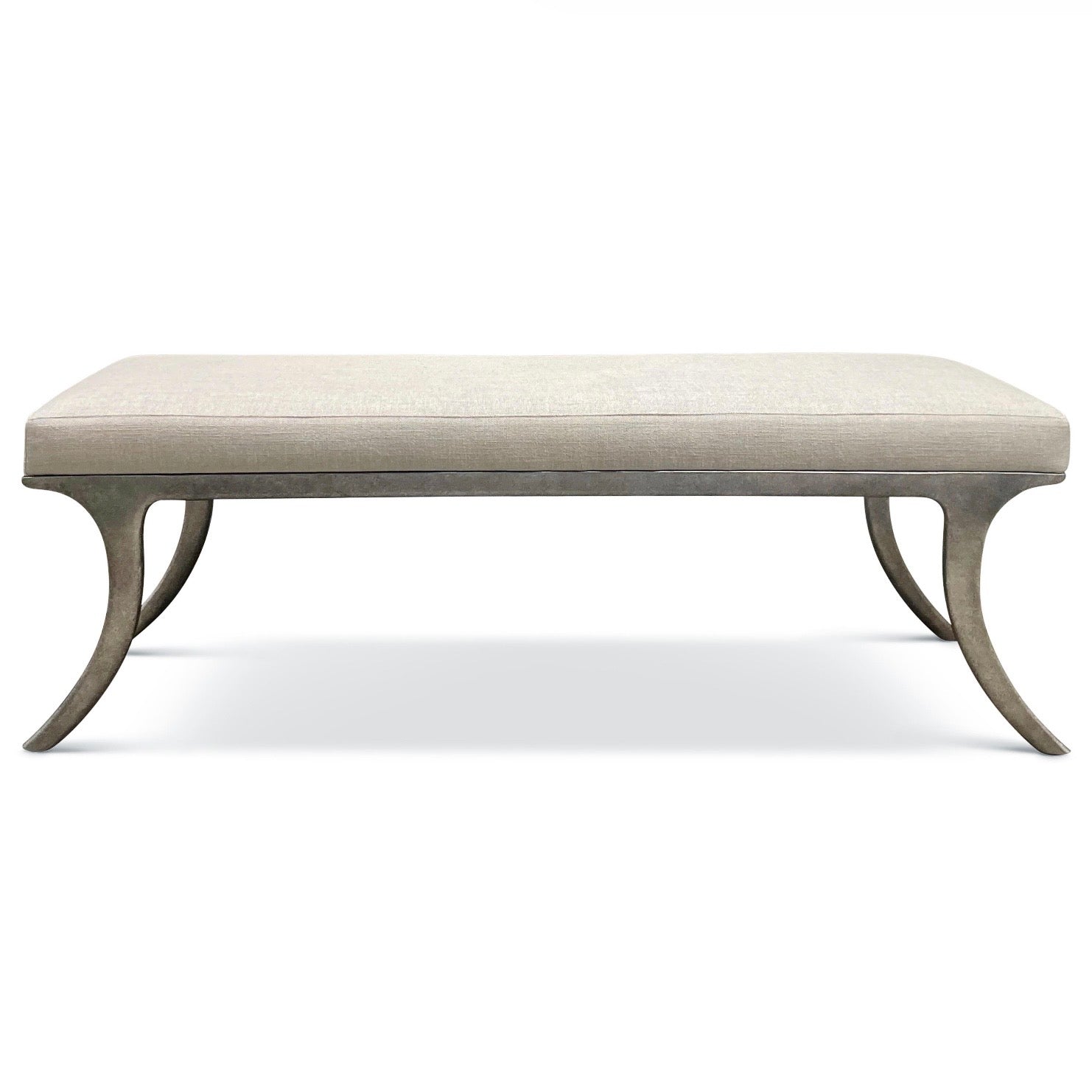 Bernhardt Tribeca Collection Upholstered Bench with Textured Steel Base - Image 3