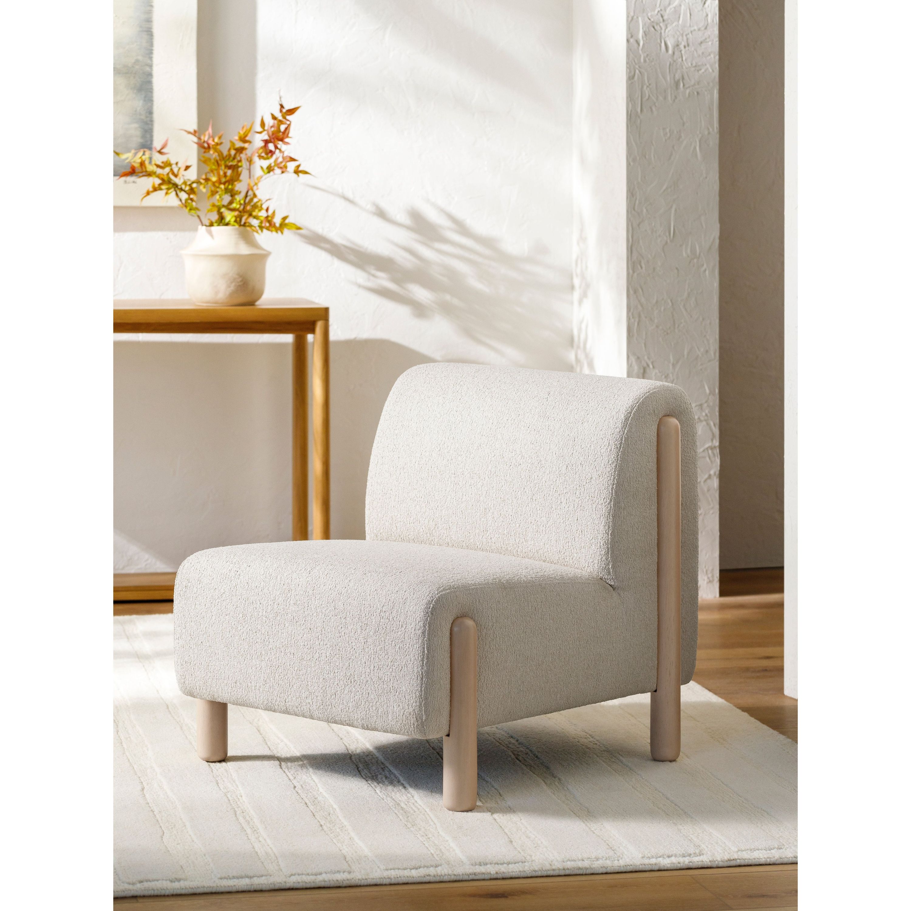 Surya Kenwood Modern Low Profile Accent Chair With Wood Legs - Image 1