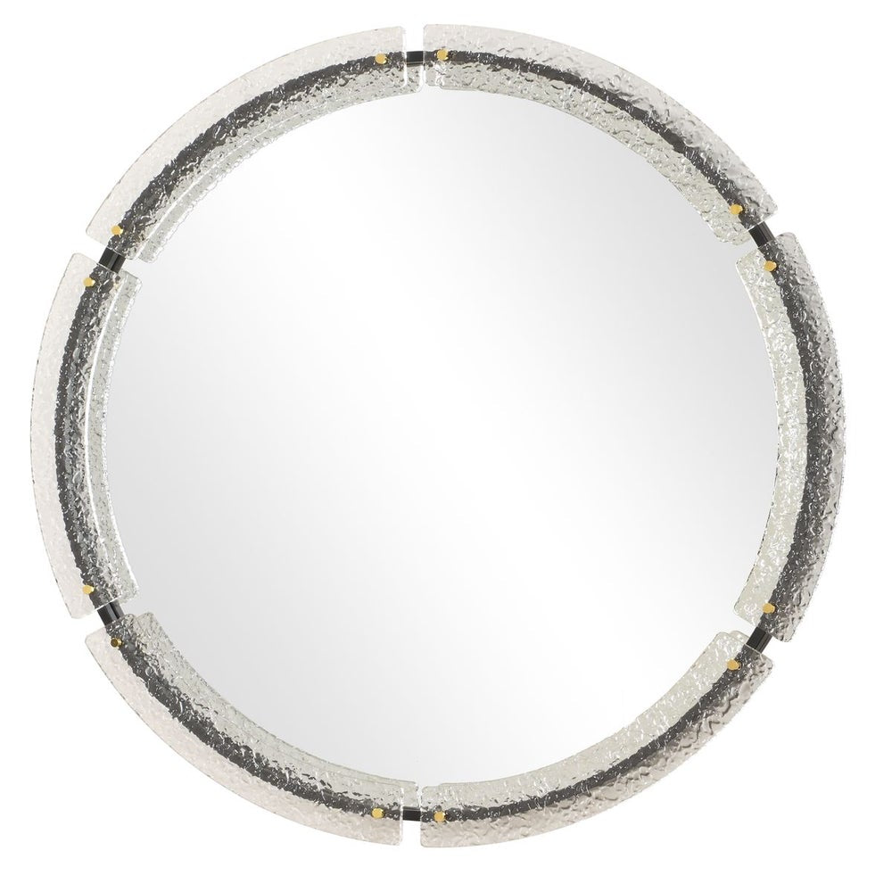 Uttermost Crystalline Sleek Black Iron Framed Round Mirror - Image 3