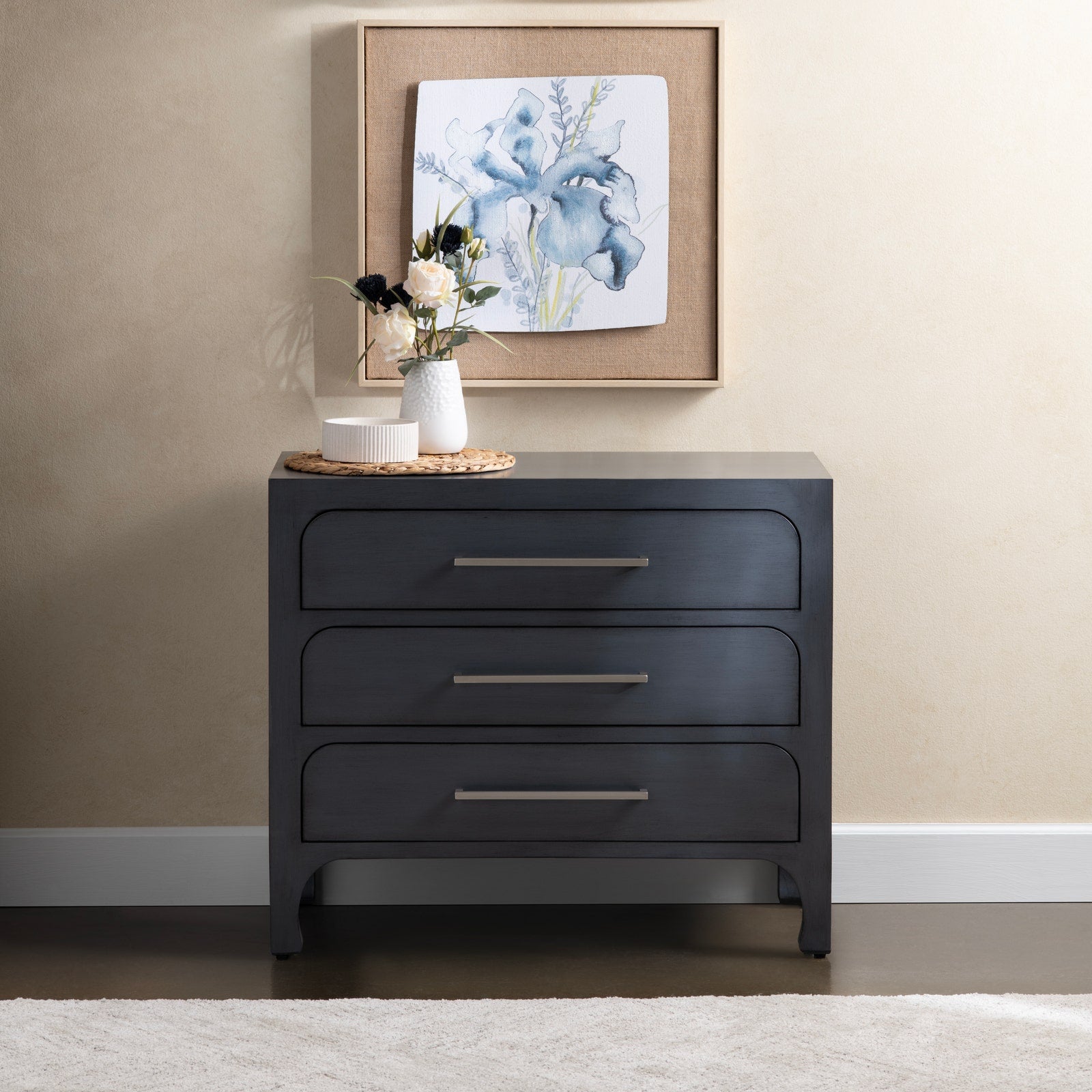 Crestview Collection Langford Black Three Drawer Chest - Image 1
