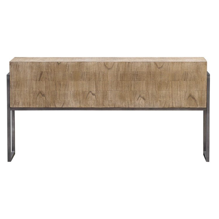 Uttermost Nevis Light Wash With Aged Iron Frame Console Table - Image 1