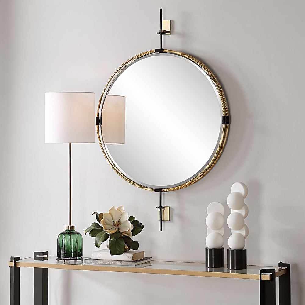 Uttermost Guardrail Twisted Iron Finished Frame Round Mirror - Image 2