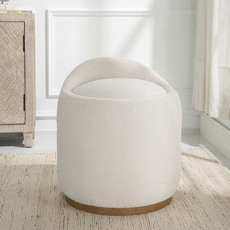 Uttermost Swirl Swivel Stool Natural Faux Sheepskin with Swivel Base - Image 3