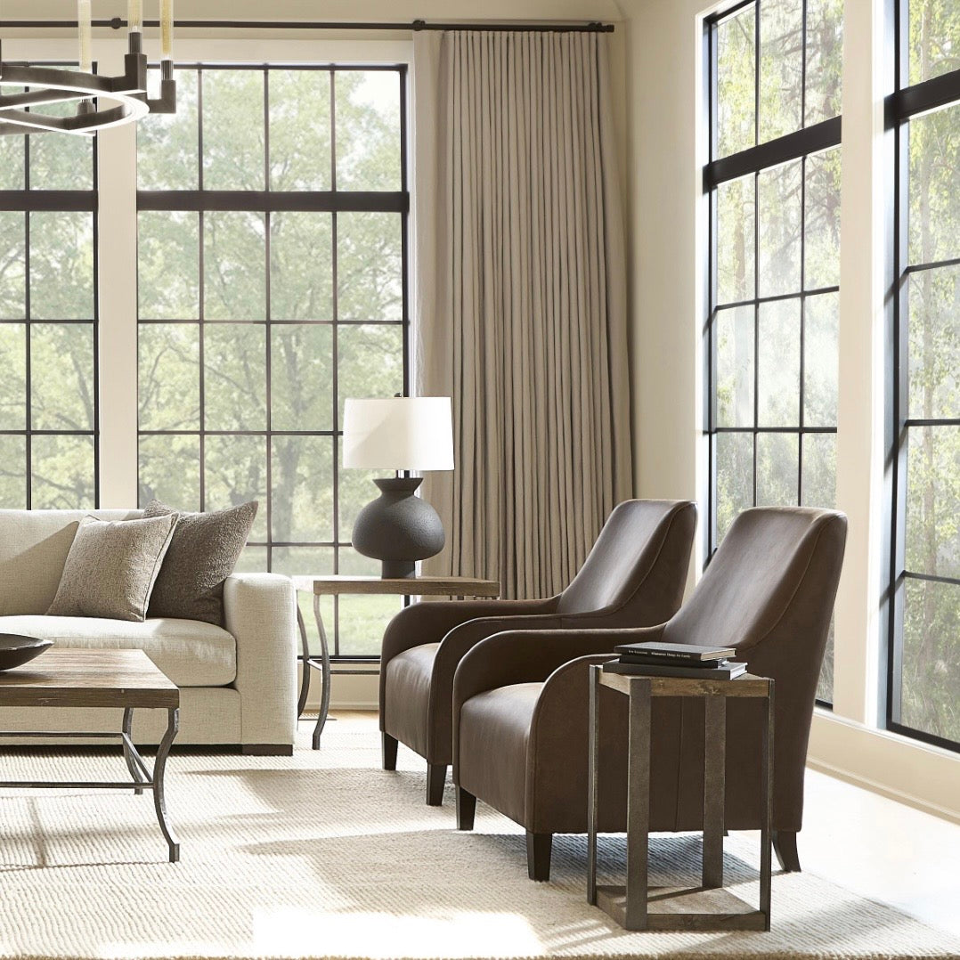 Bernhardt Tribeca Collection Accent Table ~ Aurum Finish with Textured Steel Base - Image 2