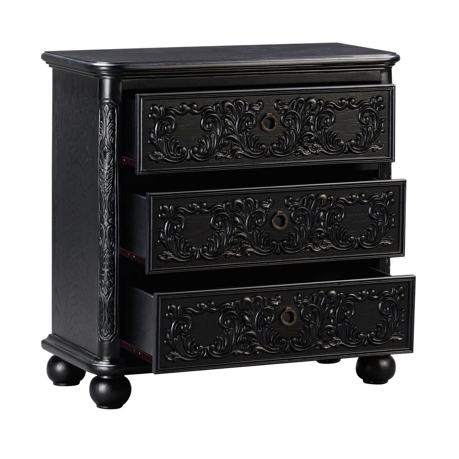 Crestview Collection Ashleigh Black 3 Drawer Chest - Image 3