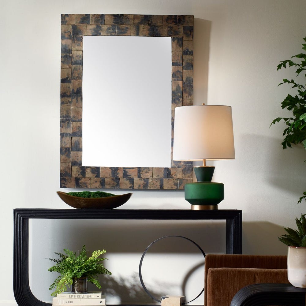 Uttermost Burke Layered Mahogany Blocks Mirror - Image 1