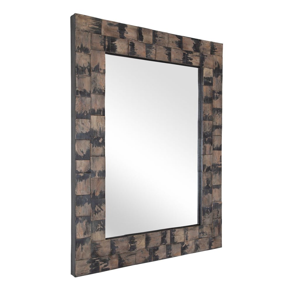 Uttermost Burke Layered Mahogany Blocks Mirror - Image 3
