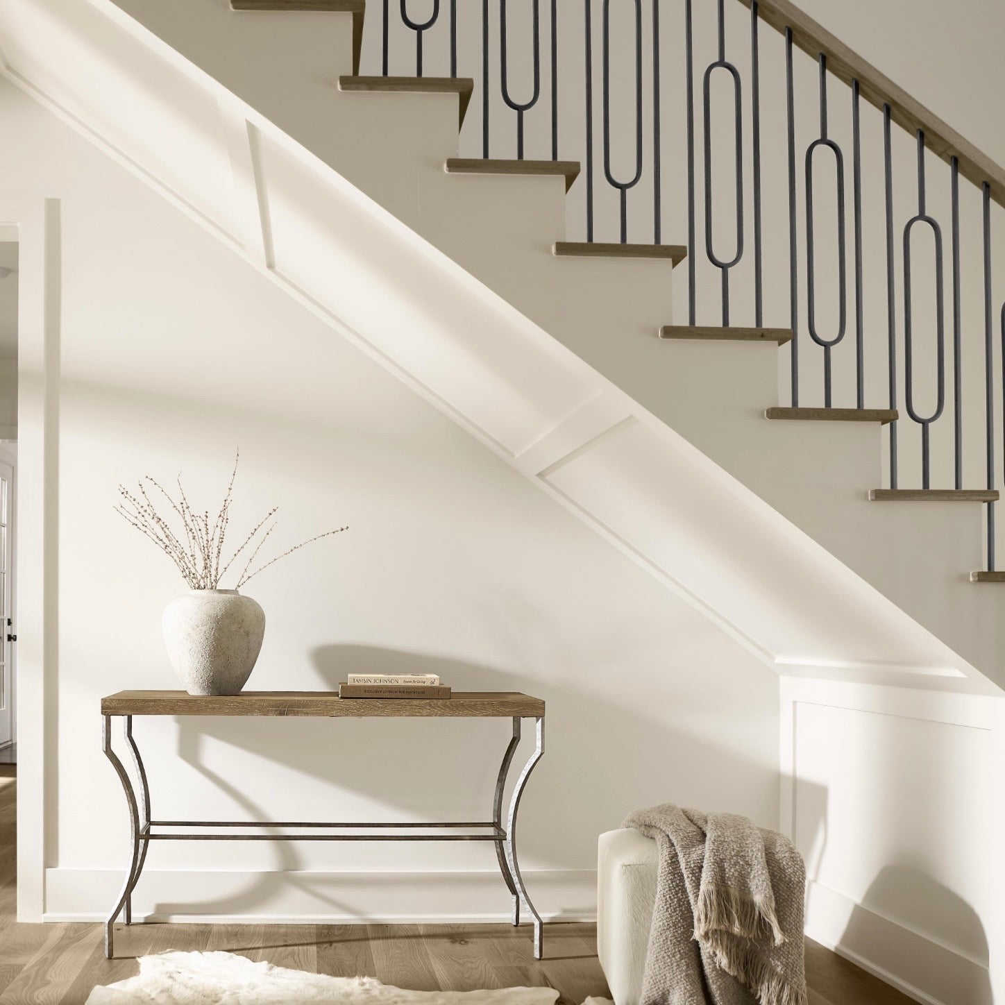 Bernhardt Tribeca Collection Console Table ~ Aurum Finish with Textured Steel Base