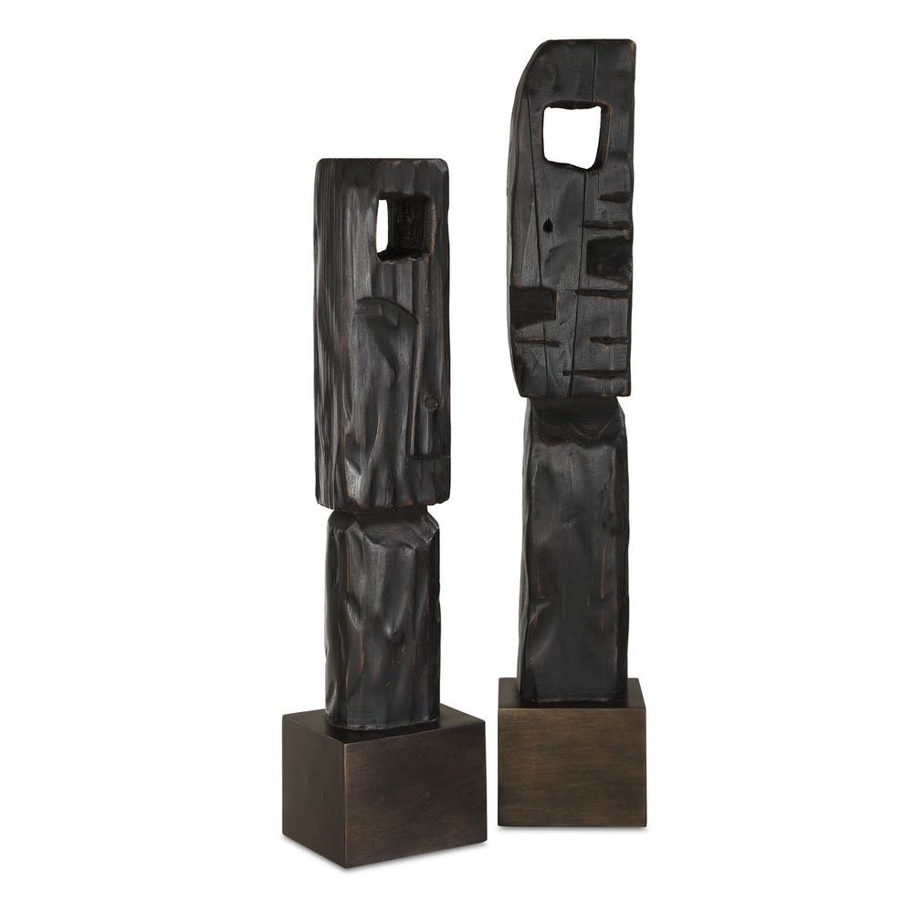 Uttermost Cipher Set of 2 Wood Sculpture Totems - Image 3