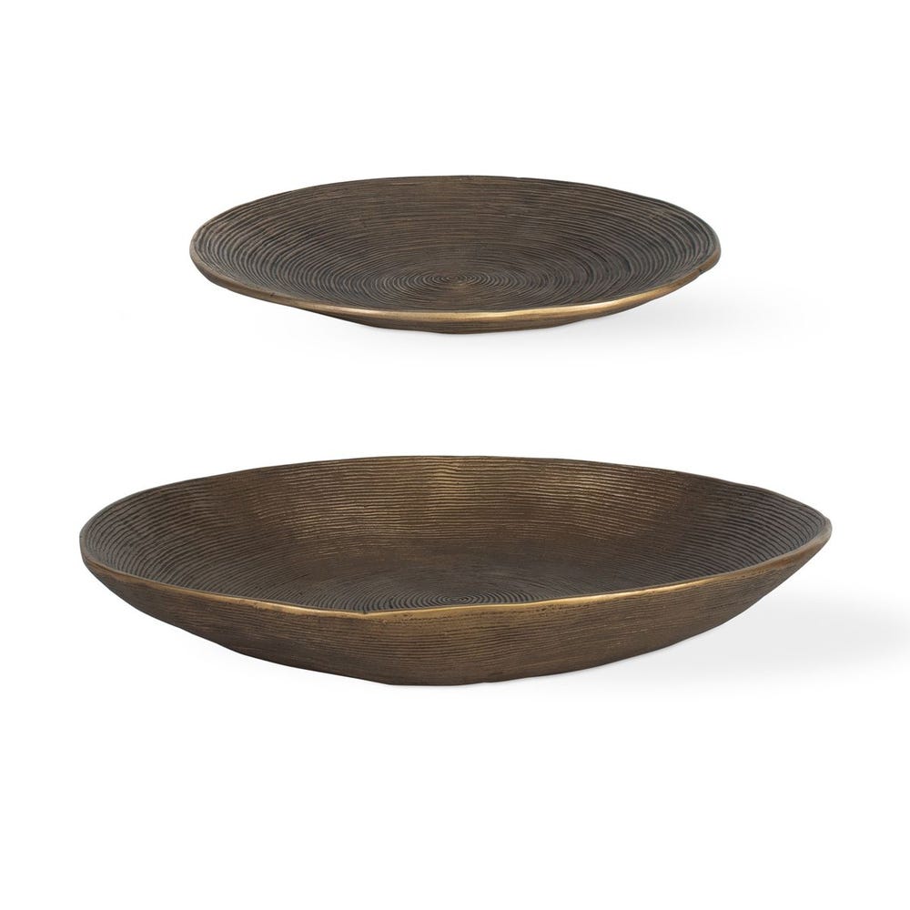 Uttermost Stratum Set of 2 Antique Brass Round Bowls - Image 2