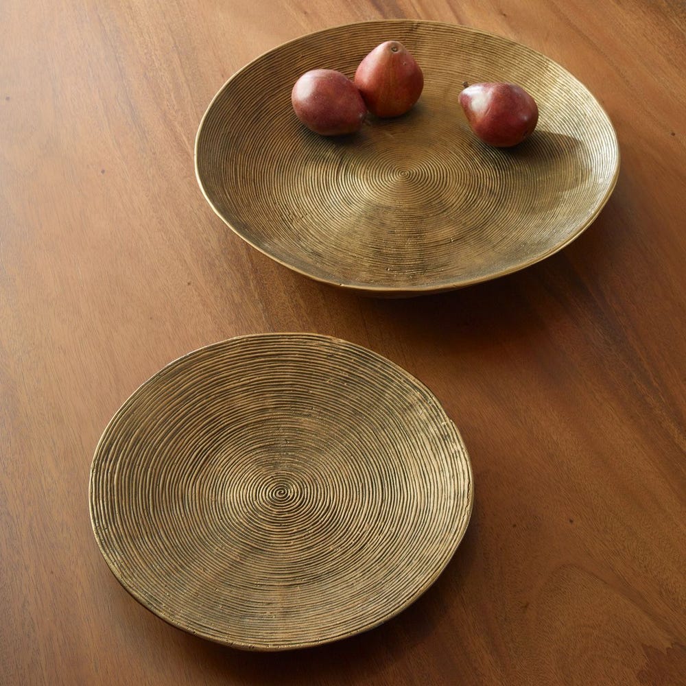 Uttermost Stratum Set of 2 Antique Brass Round Bowls - Image 1