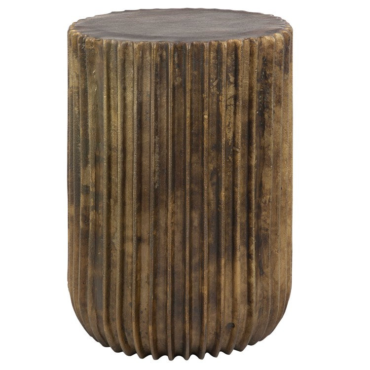 Uttermost Peaks and Valleys Antique Gold Textured Aluminum  Round Accent Table - Image 2