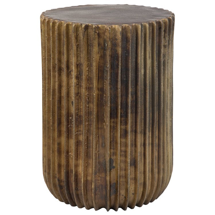 Uttermost Peaks and Valleys Antique Gold Textured Aluminum  Round Accent Table - Image 3