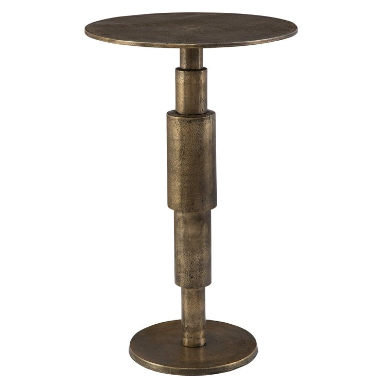 Uttermost Descend Antique Gold Textured Aluminum Modern Round Accent Table - Image 2