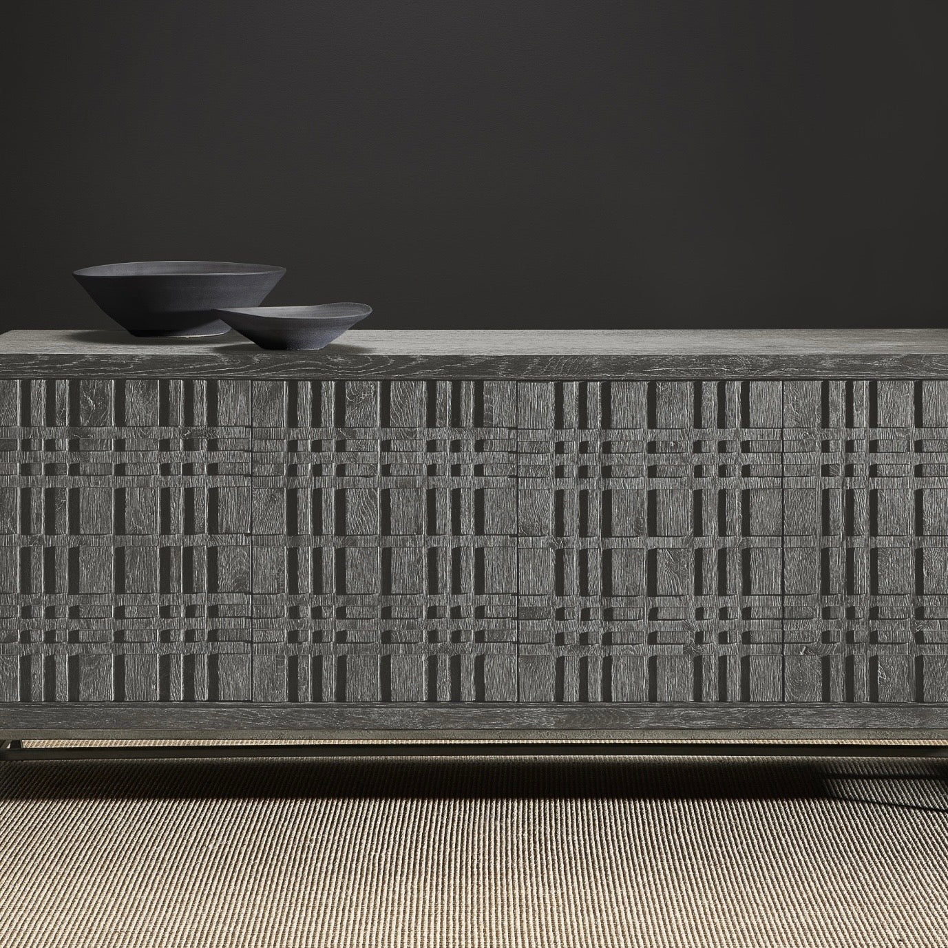 Bernhardt Tribeca Collection Entertainment Credenza ~ Tadon Finish with Textured Steel Base - Image 2