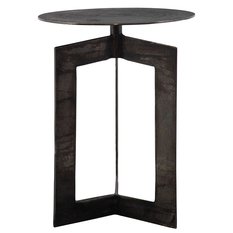 Uttermost Deltoid Gunmetal and Bronze Aluminum Modern Round Accent Table - Image 2