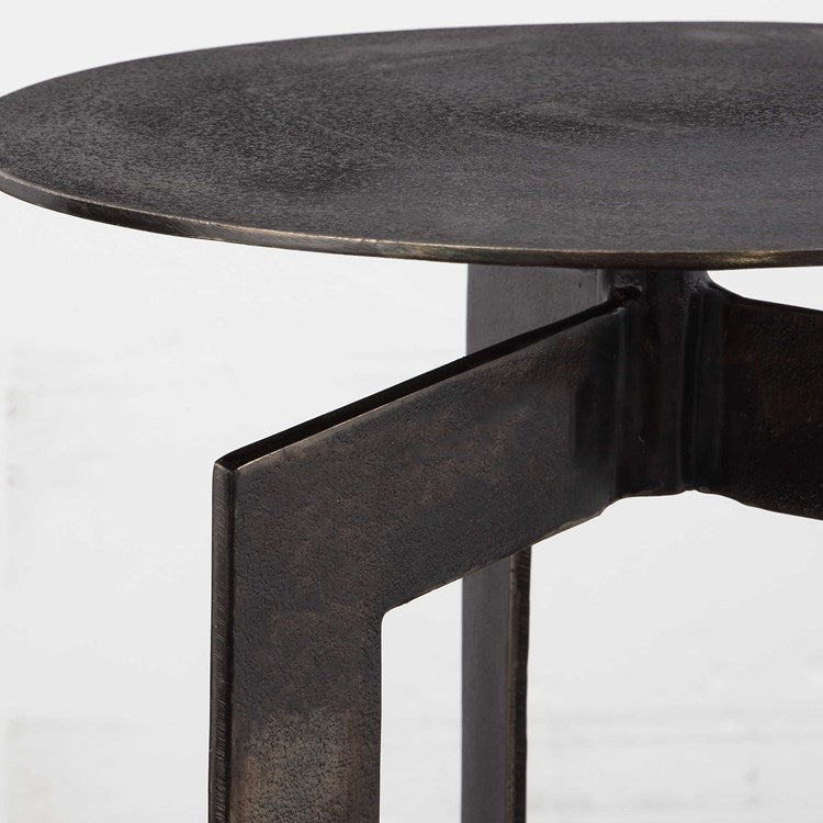 Uttermost Deltoid Gunmetal and Bronze Aluminum Modern Round Accent Table - Image 3