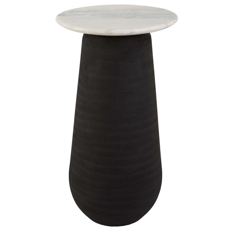Uttermost Total Eclipse White Marble Top With Matte Black Base Modern Round Accent Table - Image 2