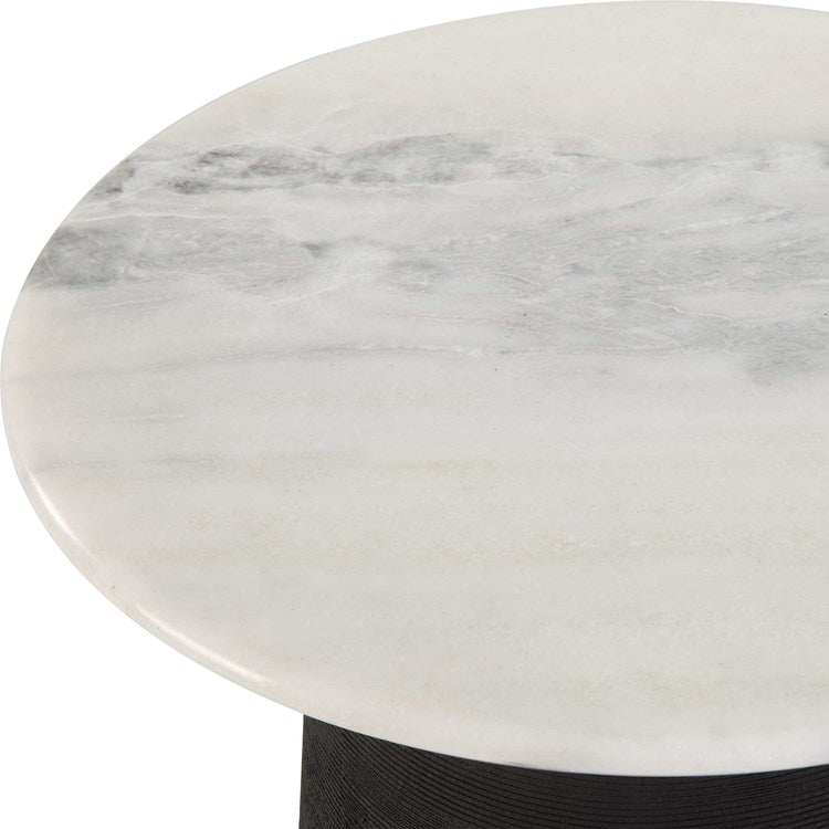 Uttermost Total Eclipse White Marble Top With Black Base Round Accent Table - Image 3