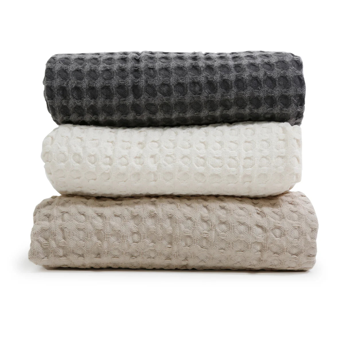 Pom Pom at Home Zuma Charcoal Waffle Weave Oversized Throw Blanket - Image 3