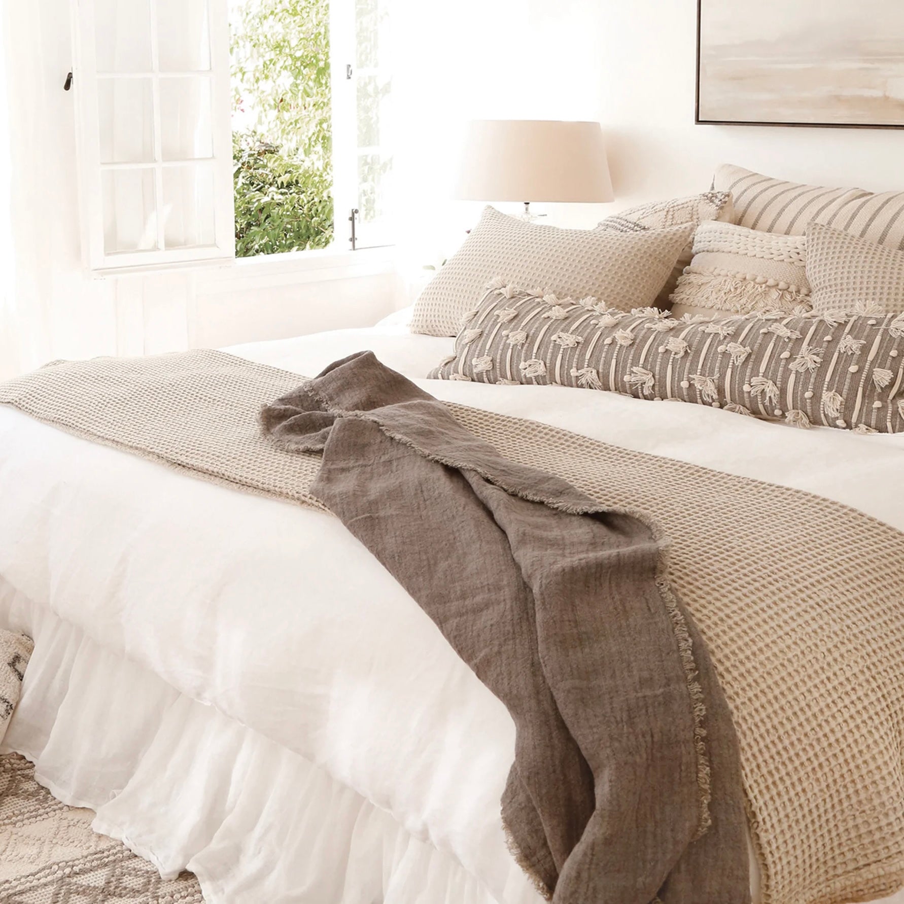 Pom Pom at Home Zuma Natural Waffle Weave Oversized Throw Blanket - Image 3