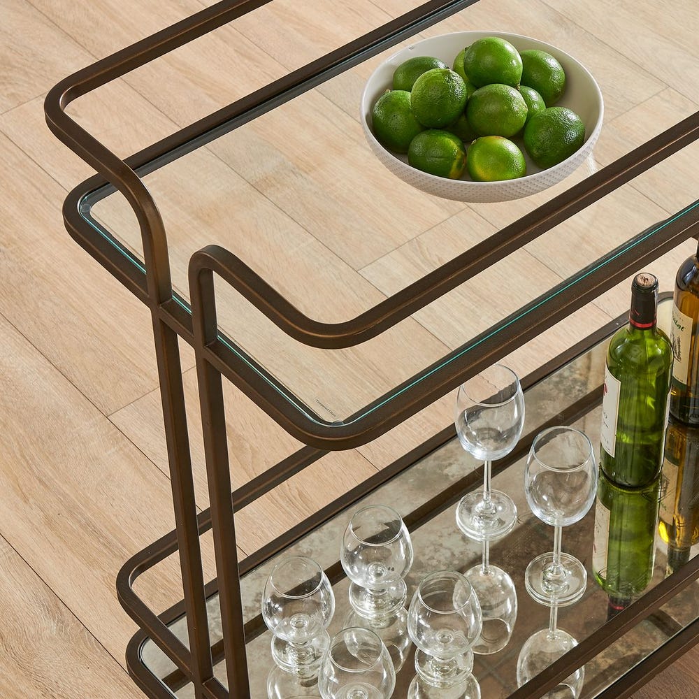 Uttermost Erivo Bronze with Antiqued Mirror Bar Cart - Image 3