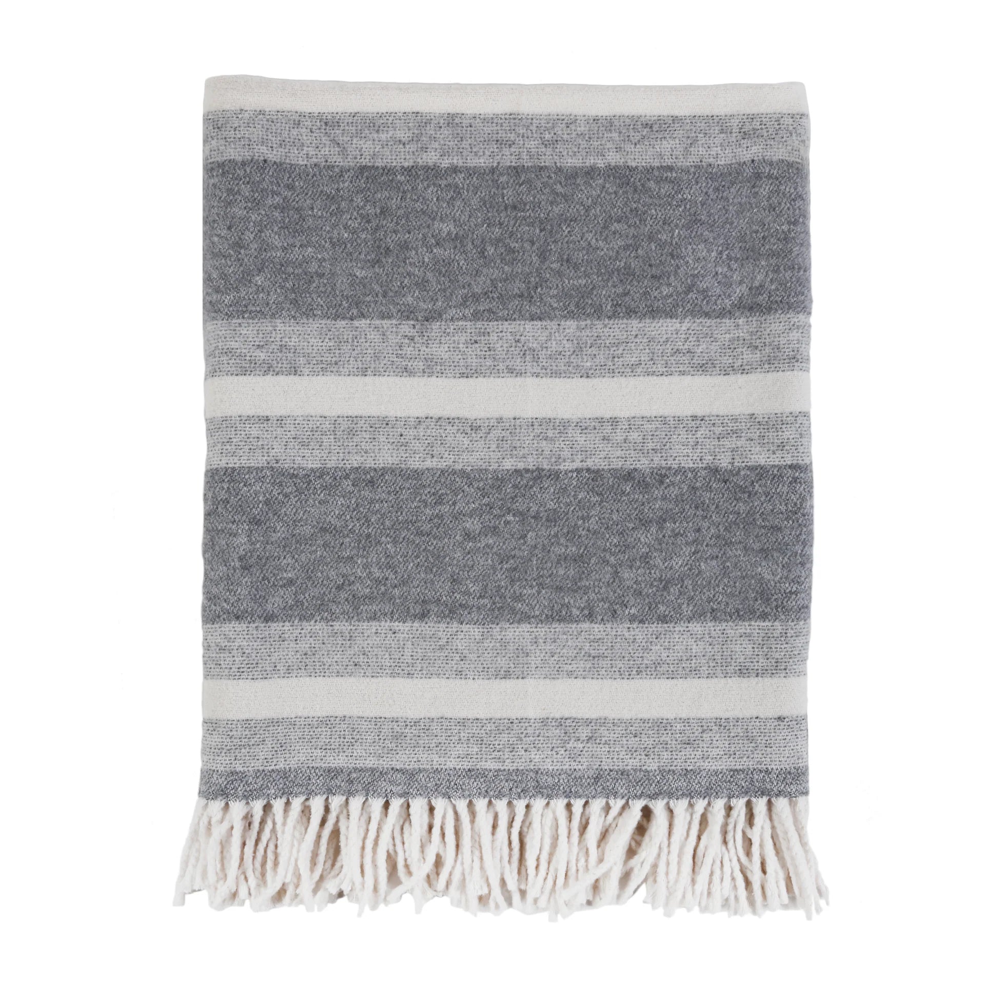 Pom Pom at Home Alpine Grey and Ivory Striped Throws - Image 2