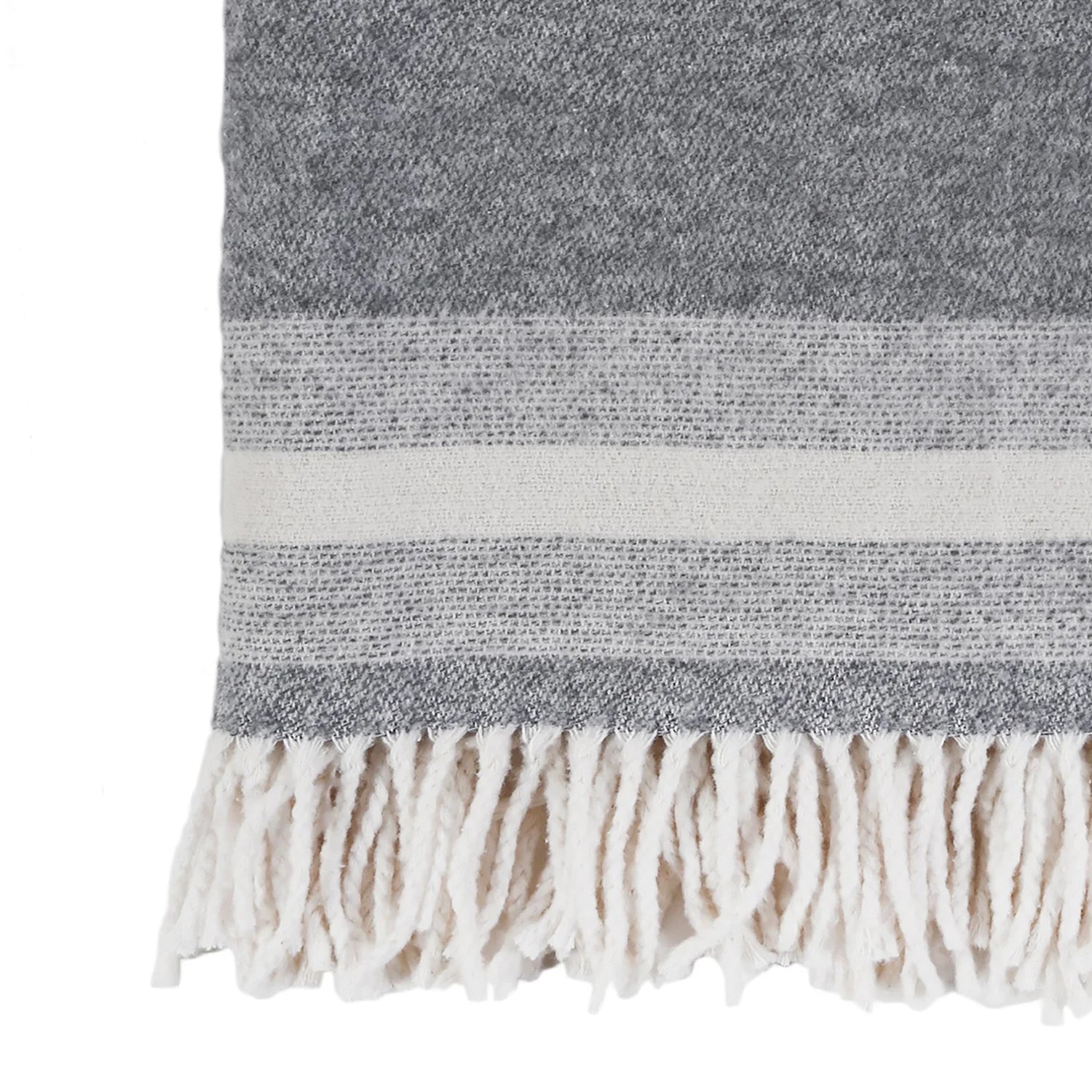 Pom Pom at Home Alpine Grey and Ivory Striped Throws - Image 3
