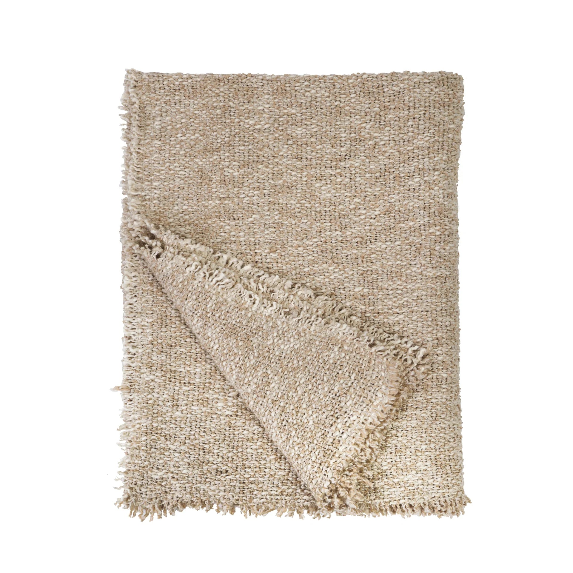 Pom Pom at Home Brentwood Natural Boucle Throw Blanket ~ 50”  x 70” - Image 1