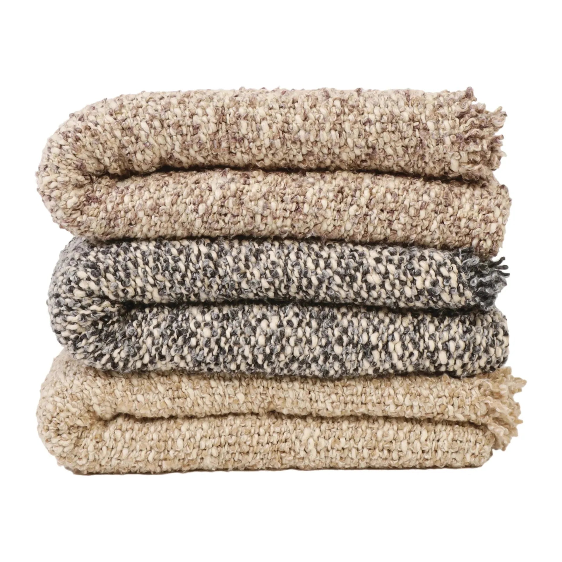 Pom Pom at Home Brentwood Natural Boucle Throw Blanket ~ 50”  x 70” - Image 2