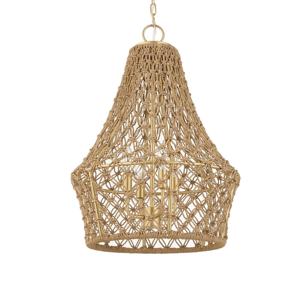 Uttermost Macrame Knotted Rope Brushed Gold 4 Light Pendant - Image 3