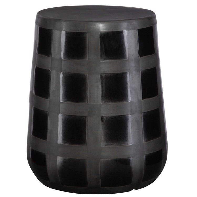 Uttermost Patchwork Matte Black Glaze Modern Garden Stool - Image 2