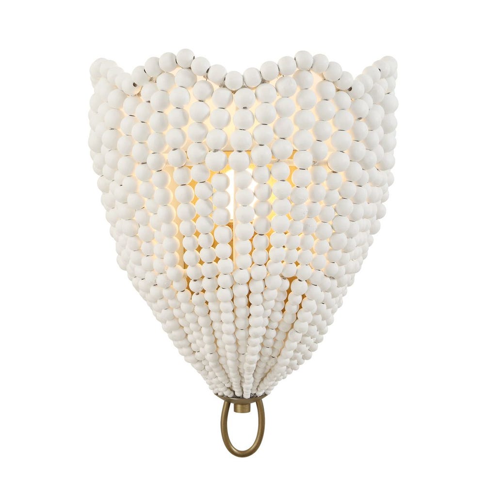 Uttermost Biddeford Matte White Wood Beads 1 Light Sconce - Image 2