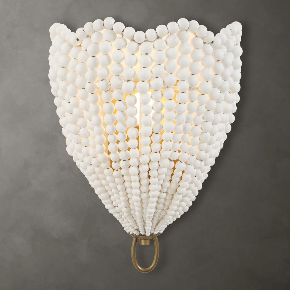 Uttermost Biddeford Matte White Wood Beads 1 Light Sconce