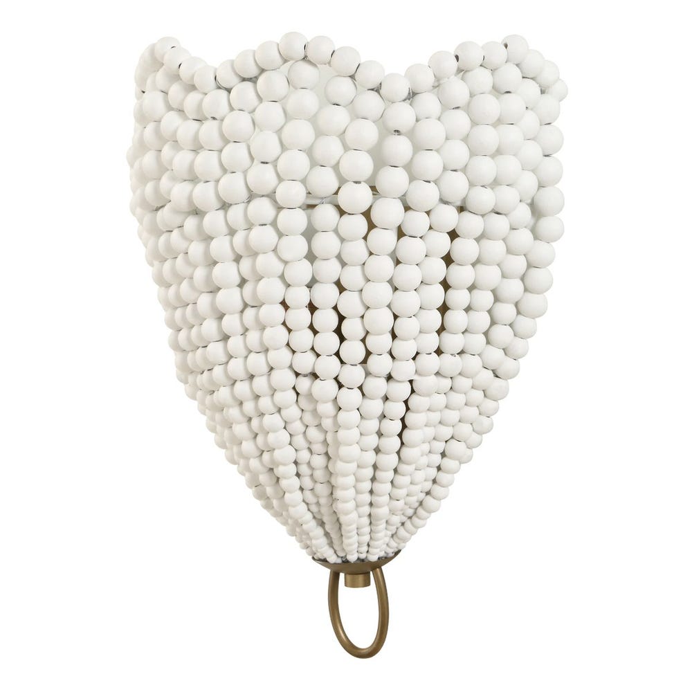 Uttermost Biddeford Matte White Wood Beads 1 Light Sconce - Image 3