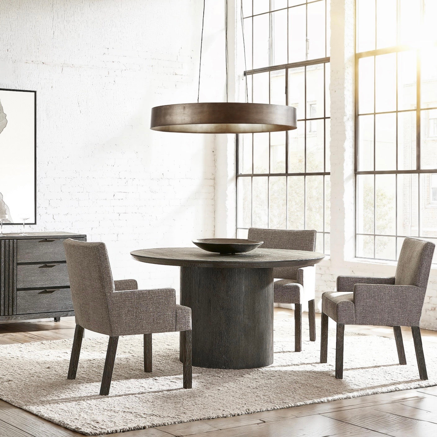 Bernhardt Loft Menton Collection Round Dining Table ~ Sutton Finish